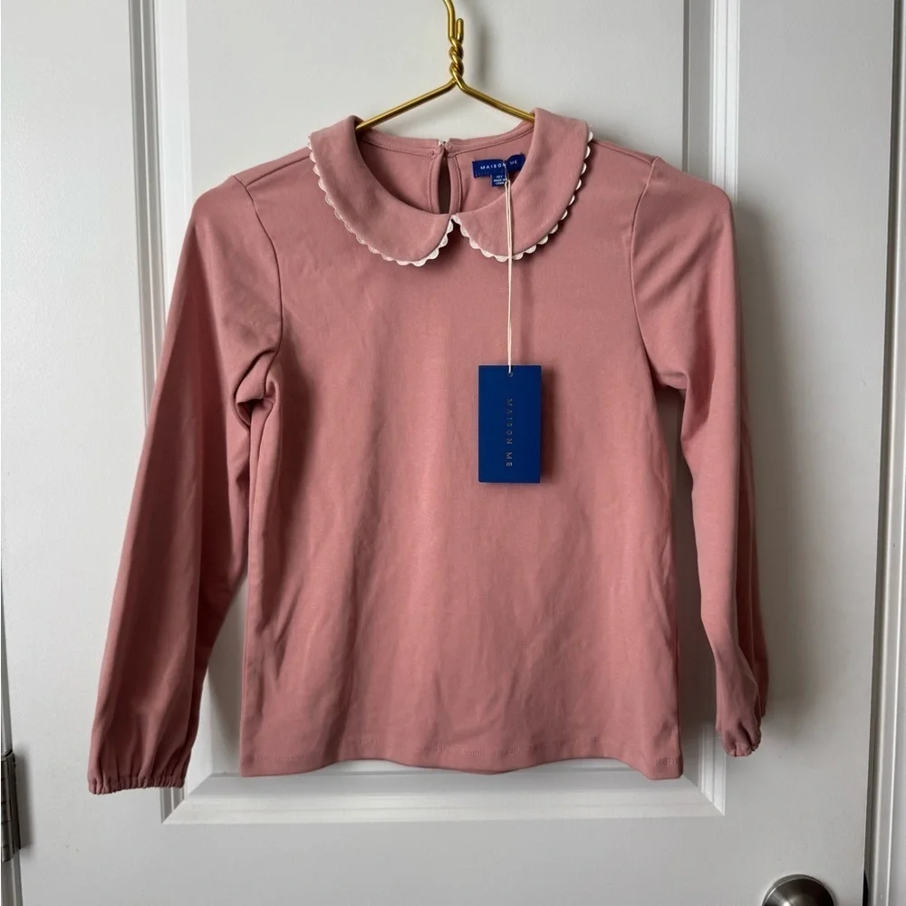 NWT Maison Me Katie Collared Top Dusty Pink